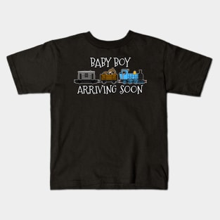 Pregnancy Announcement Steam Train, Baby Boy Arriving Soon Kids T-Shirt